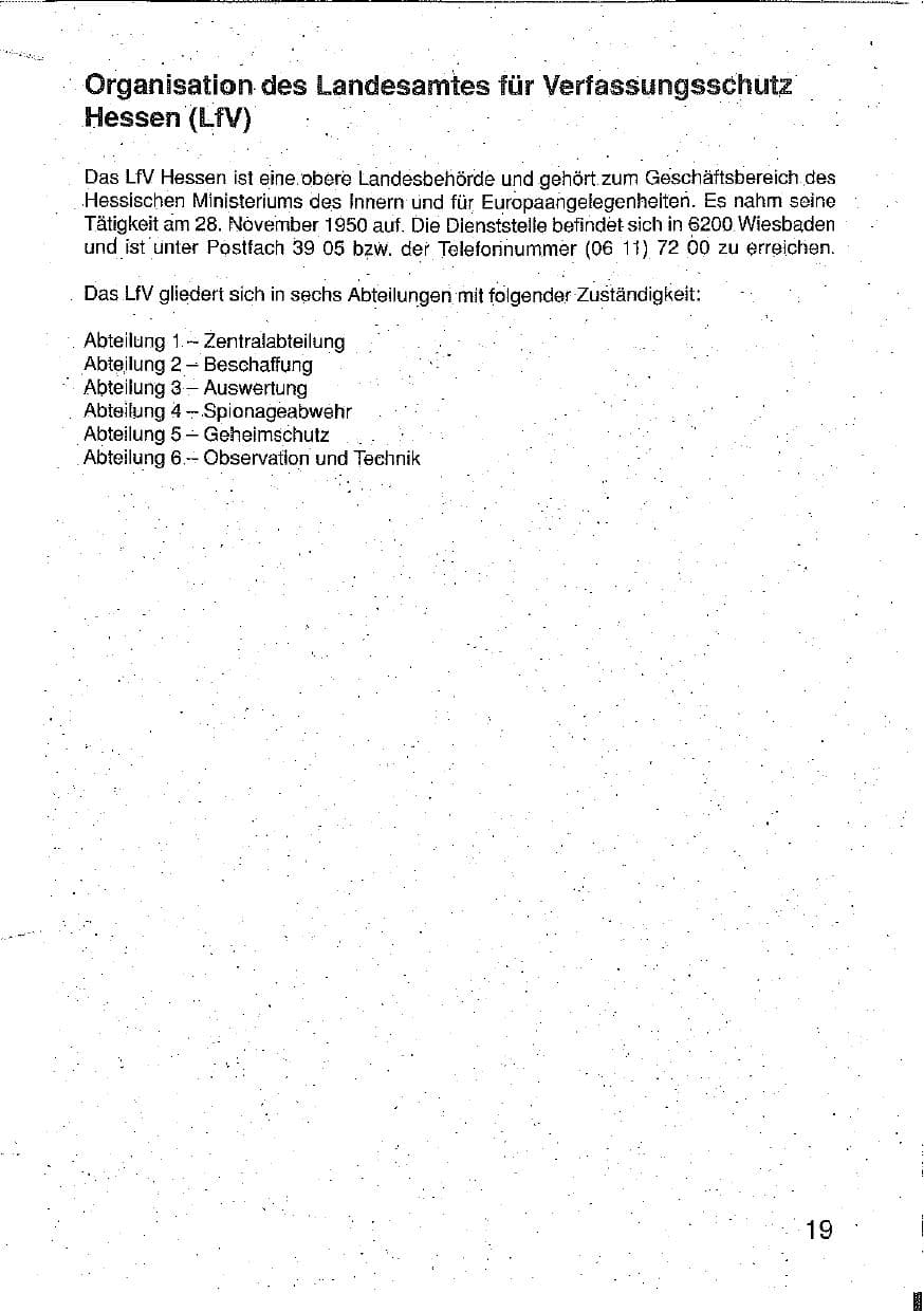 Seite 20 des Verfassungsschutzbericht 1990 Hessen
