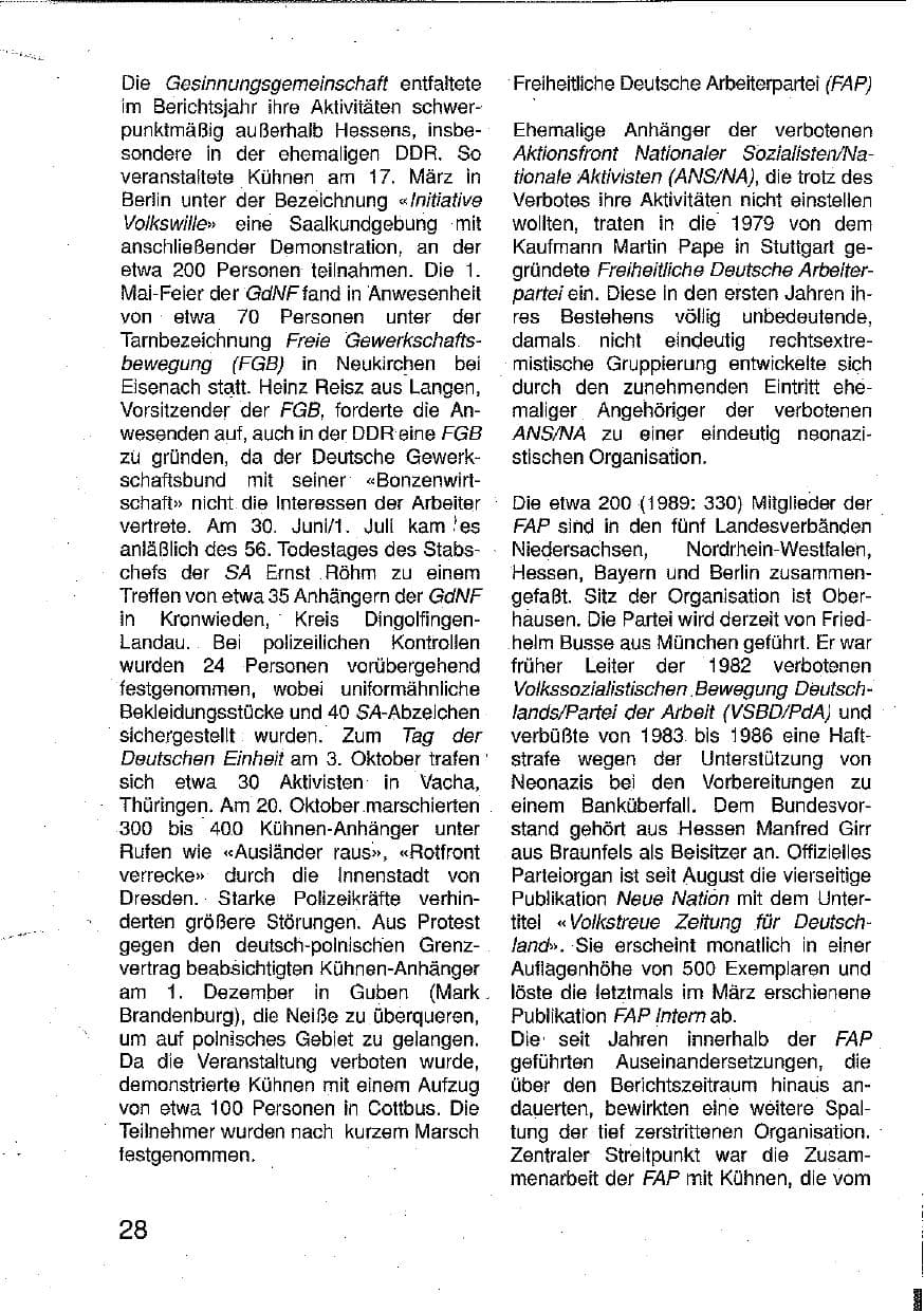 Seite 29 des Verfassungsschutzbericht 1990 Hessen
