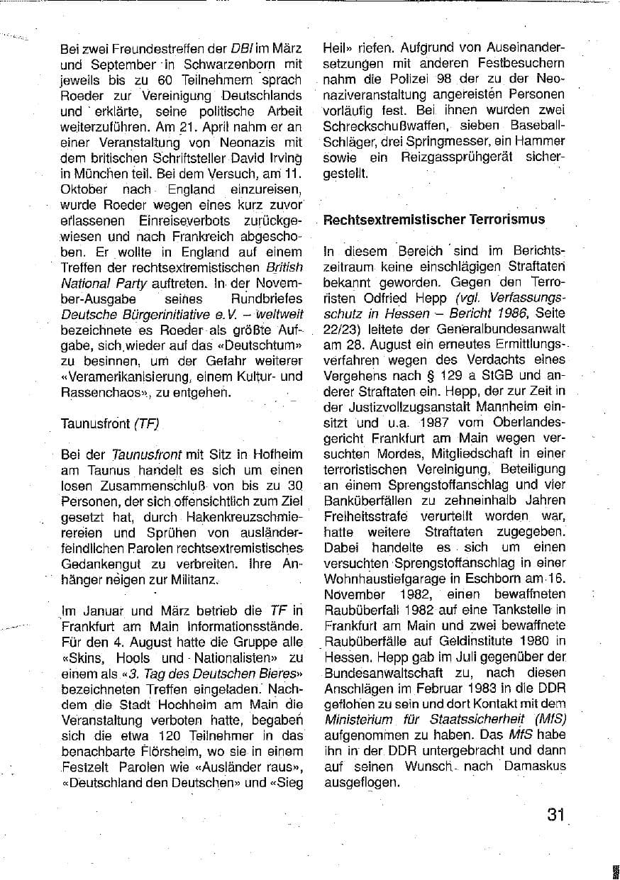 Seite 32 des Verfassungsschutzbericht 1990 Hessen