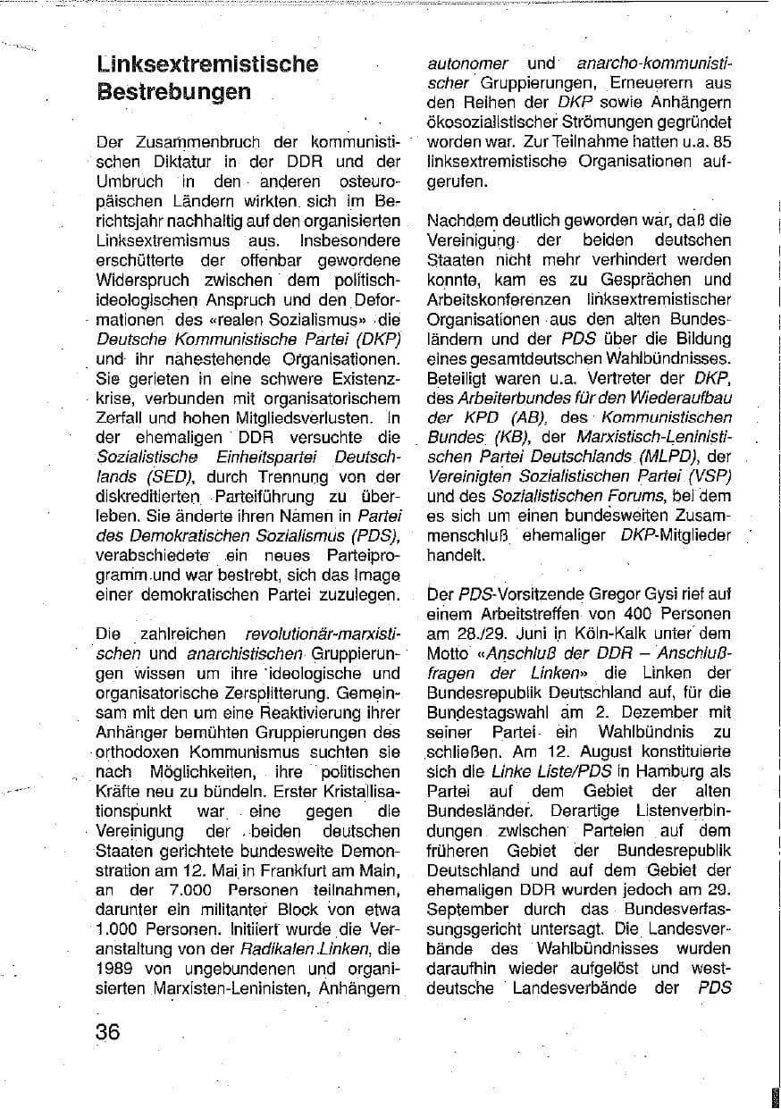 Seite 37 des Verfassungsschutzbericht 1990 Hessen
