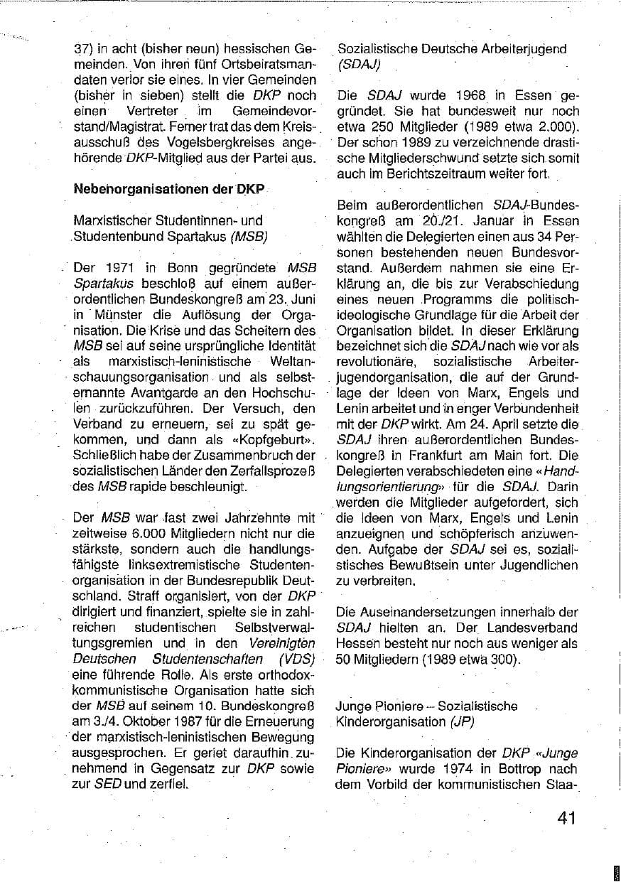 Seite 42 des Verfassungsschutzbericht 1990 Hessen