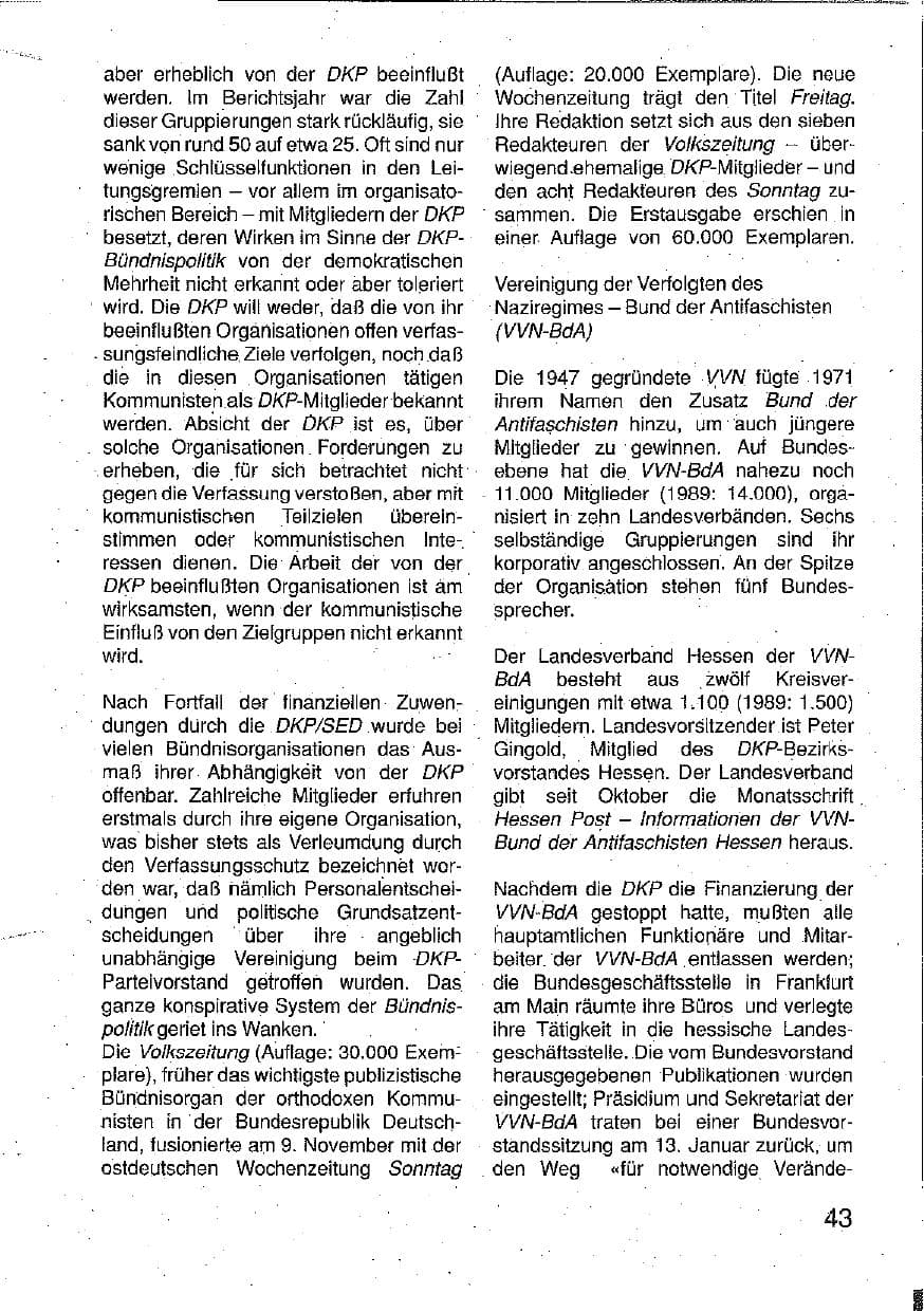 Seite 44 des Verfassungsschutzbericht 1990 Hessen