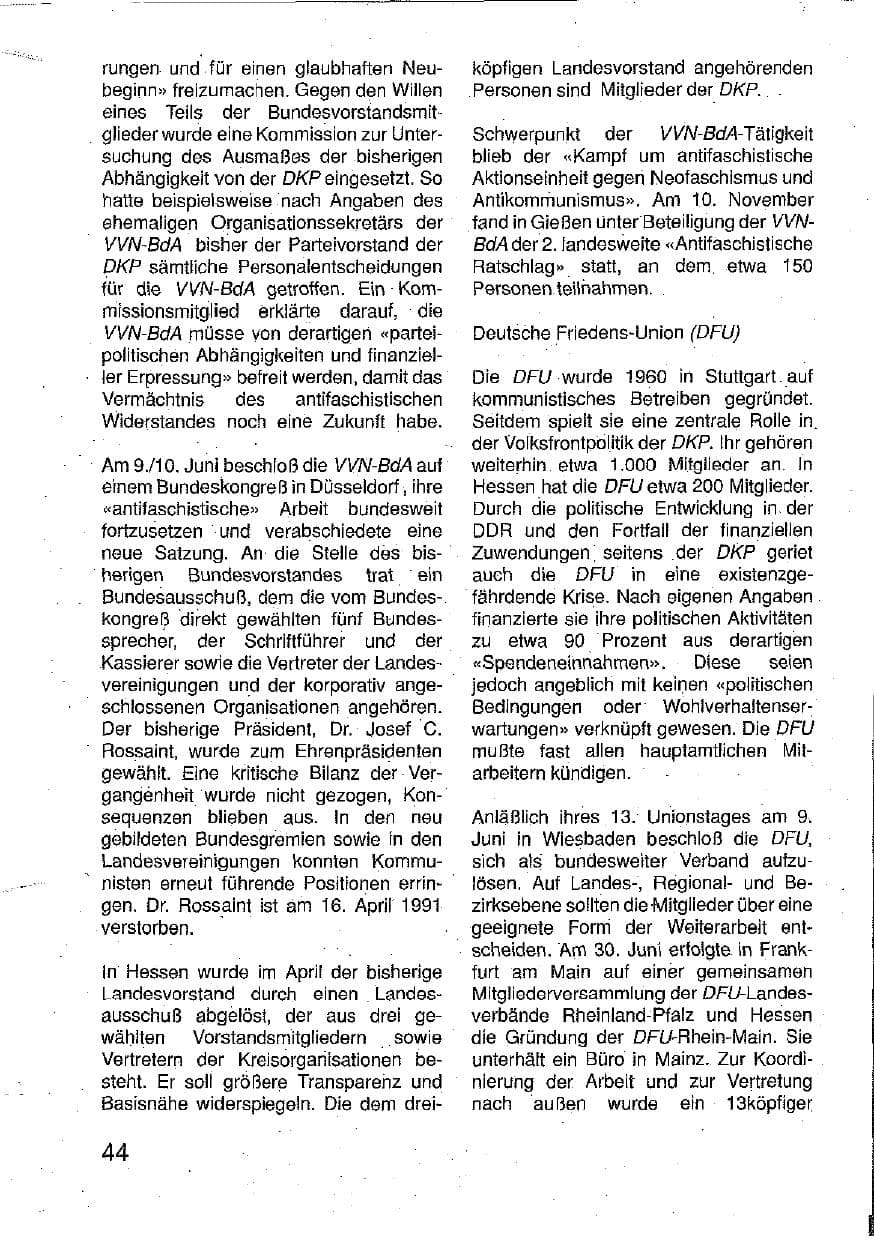 Seite 45 des Verfassungsschutzbericht 1990 Hessen