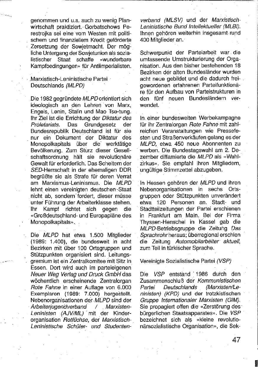 Seite 48 des Verfassungsschutzbericht 1990 Hessen