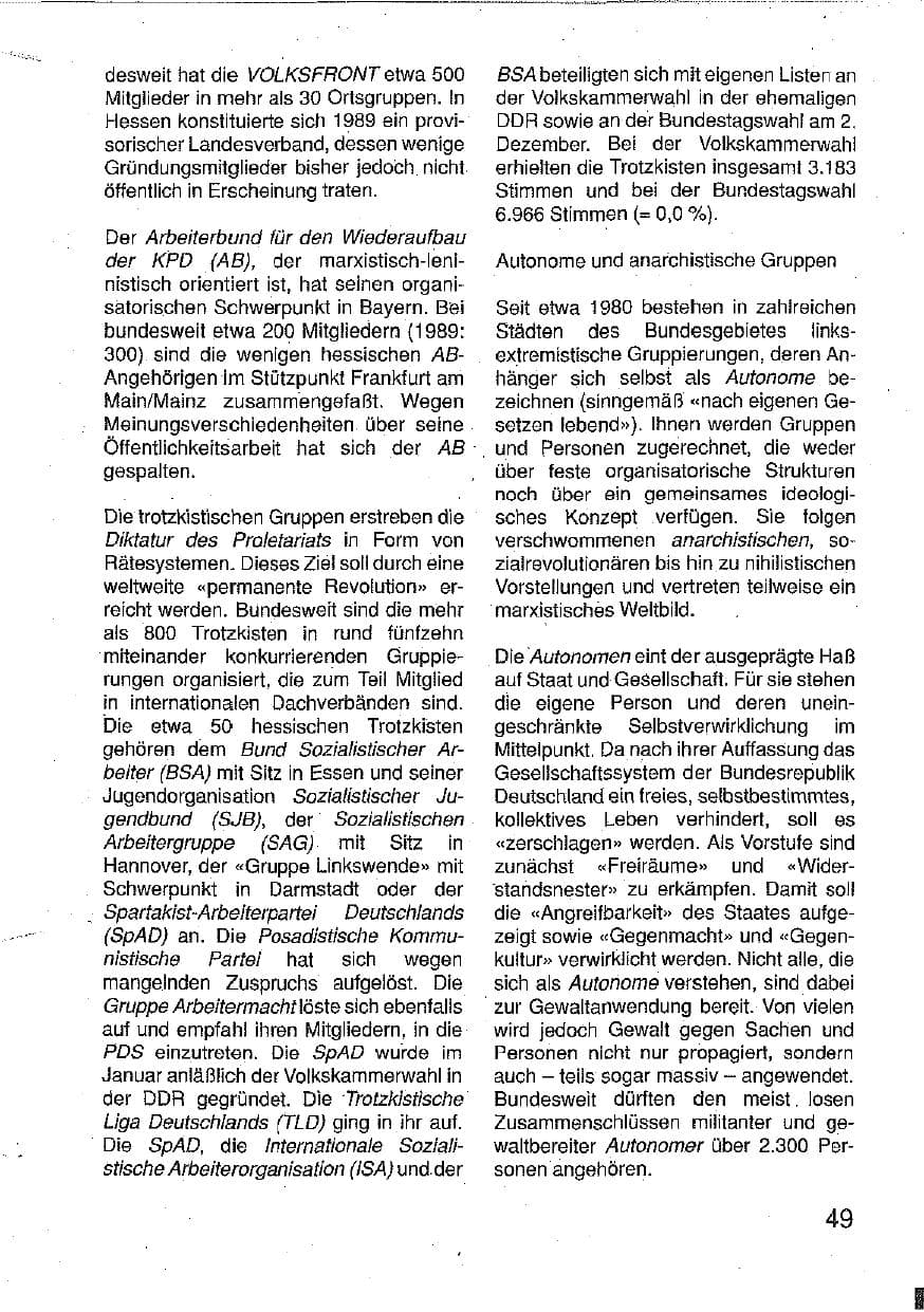 Seite 50 des Verfassungsschutzbericht 1990 Hessen