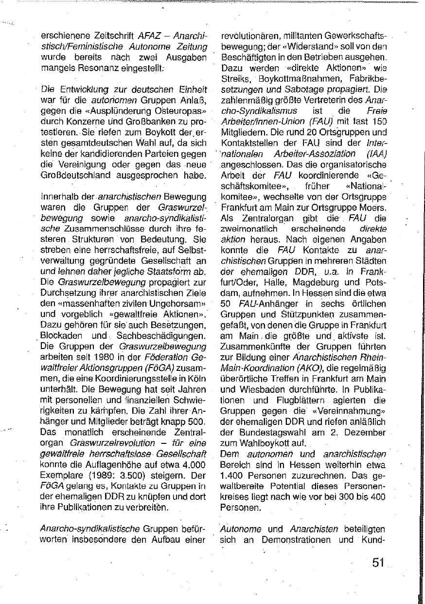Seite 52 des Verfassungsschutzbericht 1990 Hessen