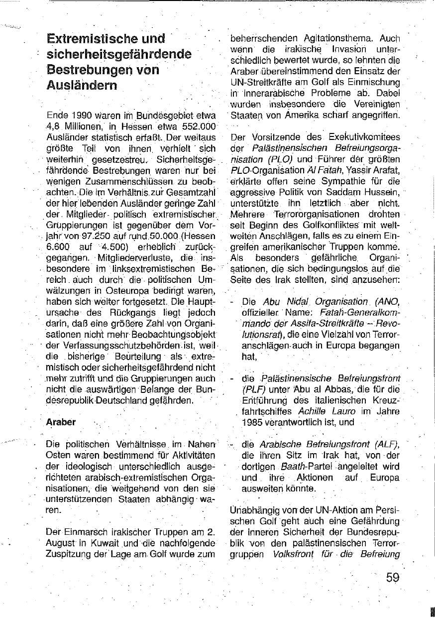 Seite 60 des Verfassungsschutzbericht 1990 Hessen