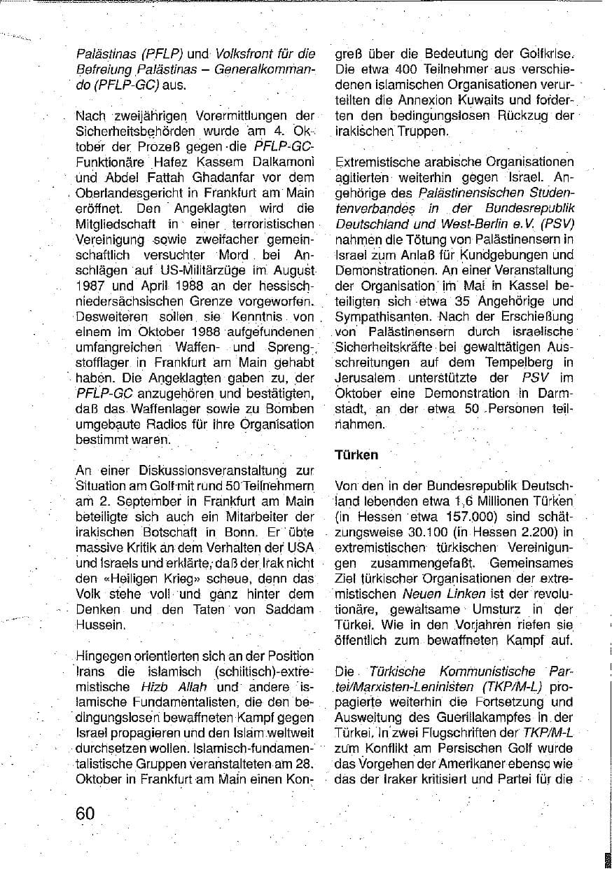 Seite 61 des Verfassungsschutzbericht 1990 Hessen
