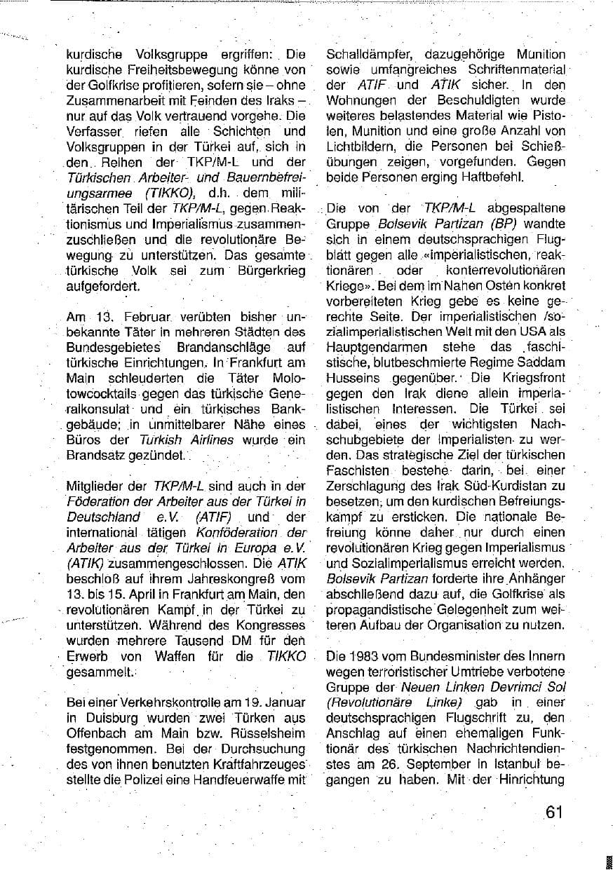 Seite 62 des Verfassungsschutzbericht 1990 Hessen
