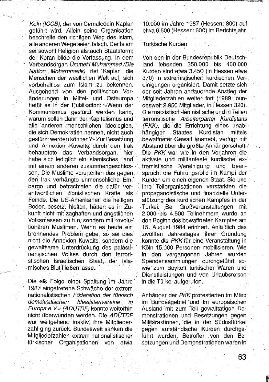 Seite 64 des Verfassungsschutzbericht 1990 Hessen