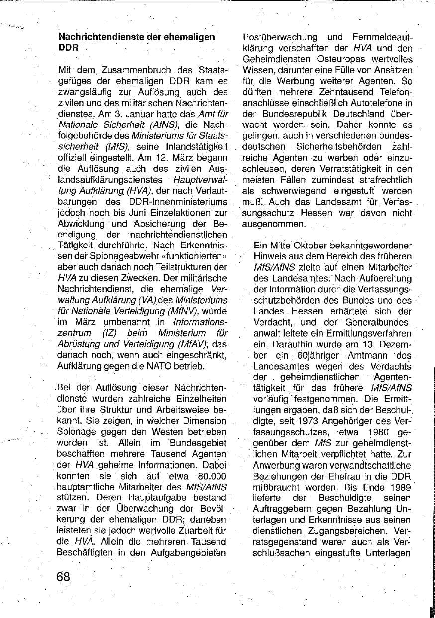 Seite 69 des Verfassungsschutzbericht 1990 Hessen