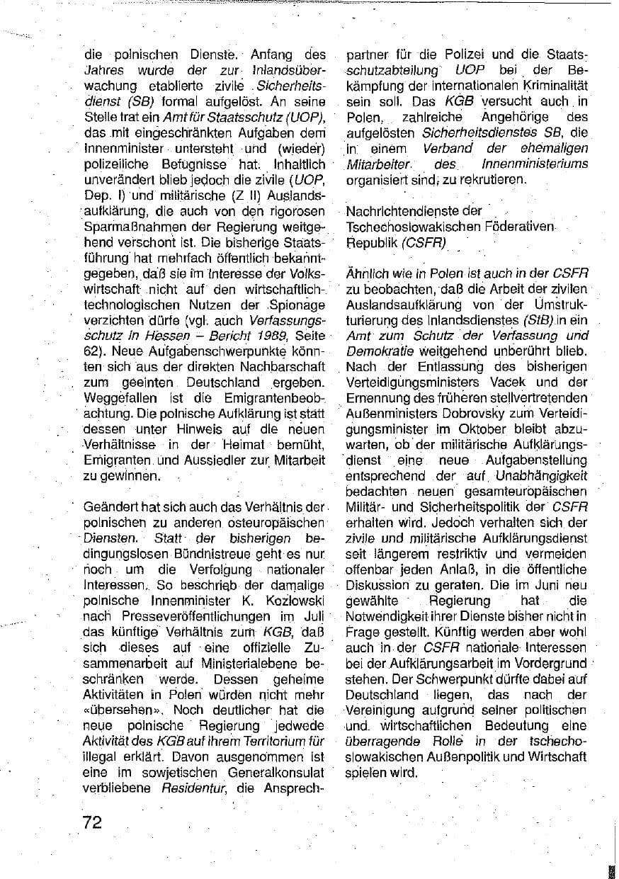 Seite 73 des Verfassungsschutzbericht 1990 Hessen