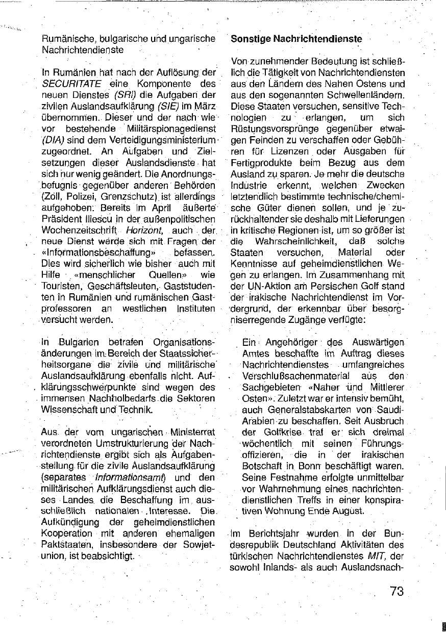 Seite 74 des Verfassungsschutzbericht 1990 Hessen