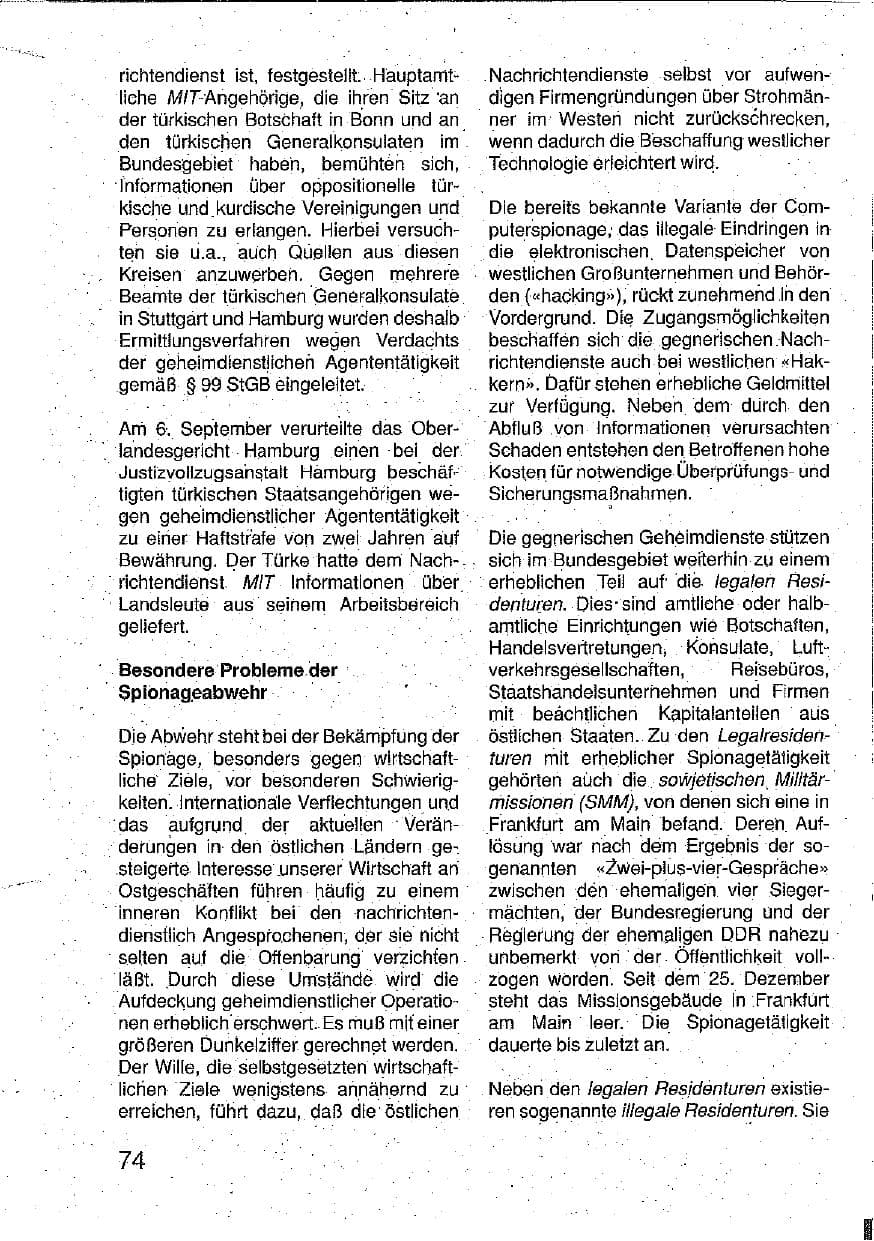 Seite 75 des Verfassungsschutzbericht 1990 Hessen