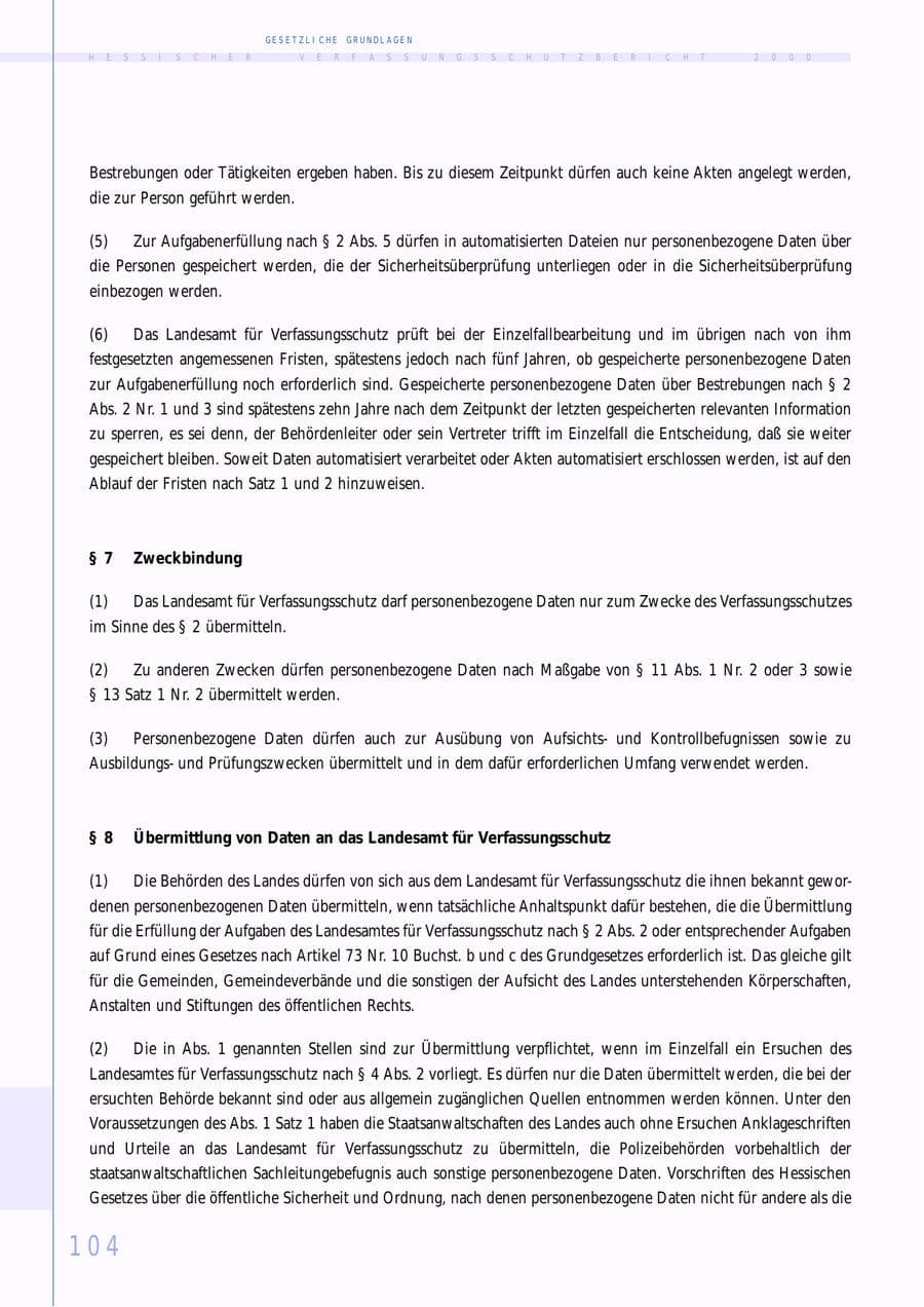 Seite 104 des Verfassungsschutzbericht 2000 Hessen
