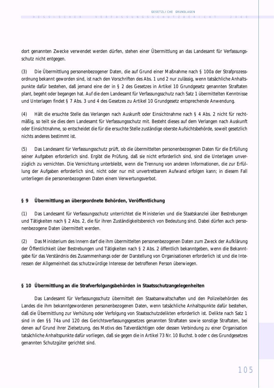 Seite 105 des Verfassungsschutzbericht 2000 Hessen