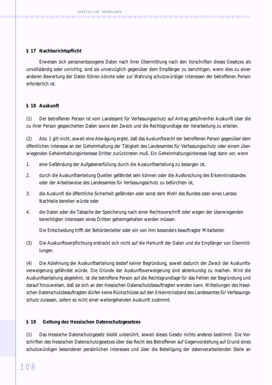 Seite 108 des Verfassungsschutzbericht 2000 Hessen