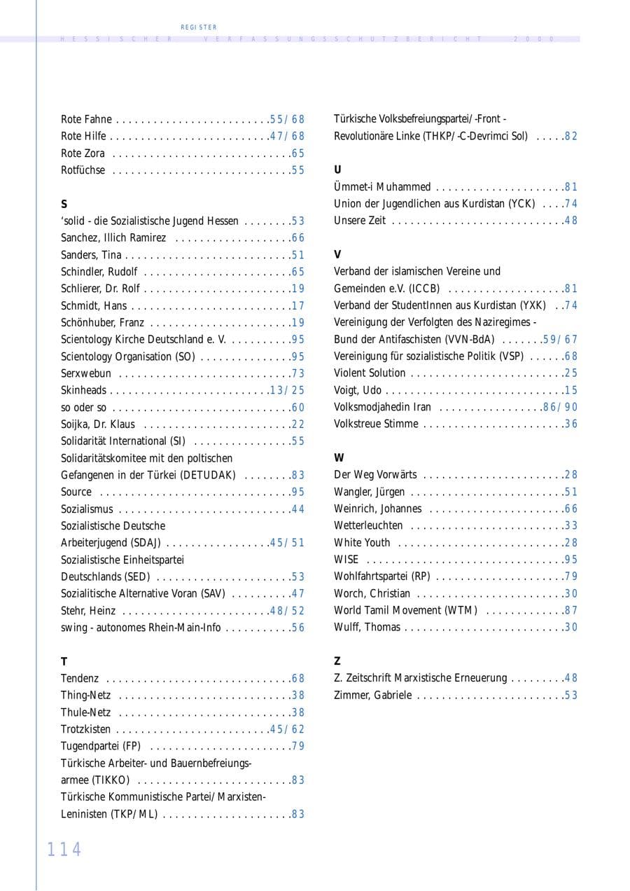 Seite 114 des Verfassungsschutzbericht 2000 Hessen
