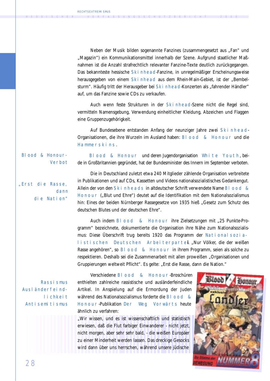 Seite 28 des Verfassungsschutzbericht 2000 Hessen