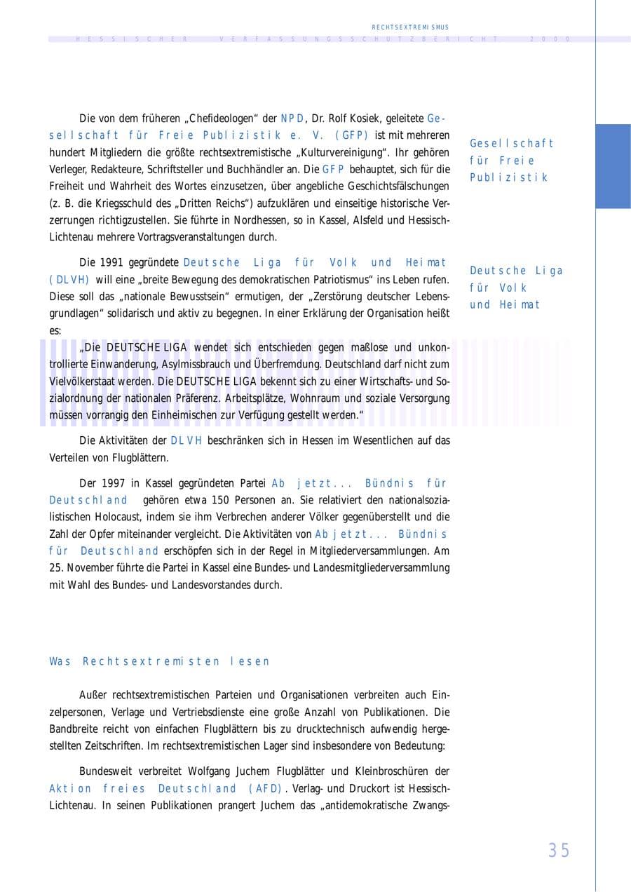 Seite 35 des Verfassungsschutzbericht 2000 Hessen