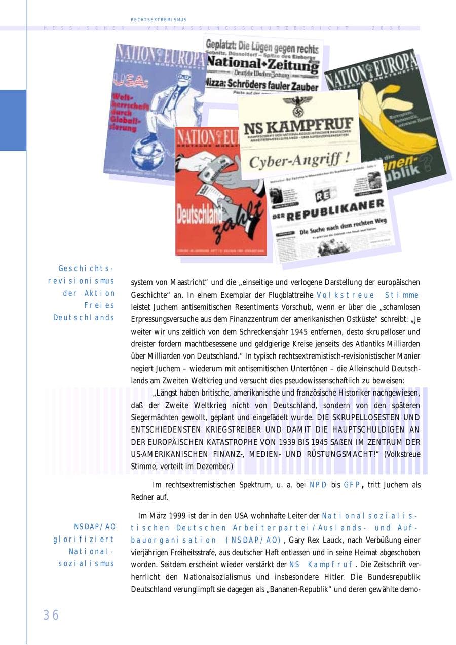Seite 36 des Verfassungsschutzbericht 2000 Hessen