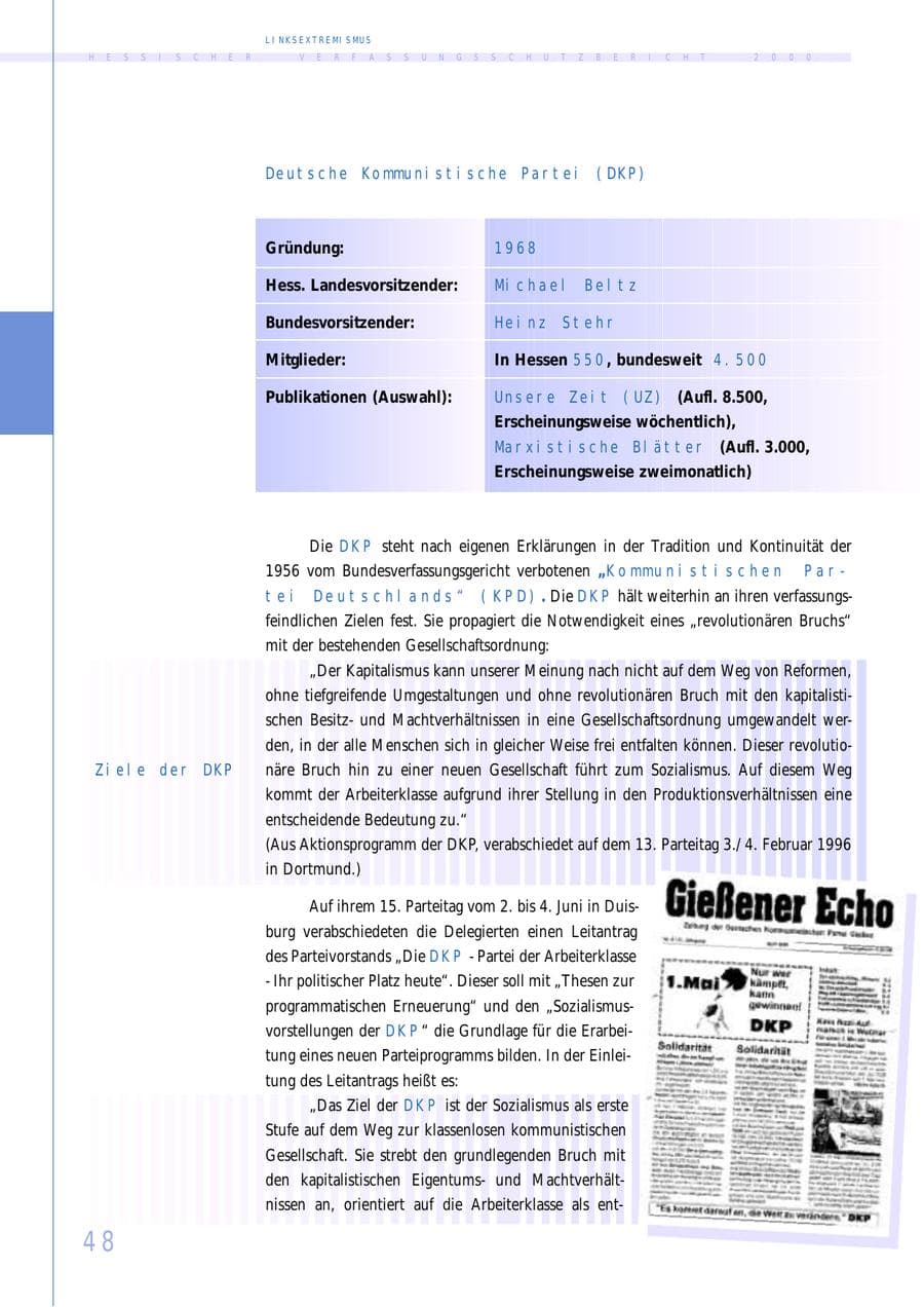 Seite 48 des Verfassungsschutzbericht 2000 Hessen