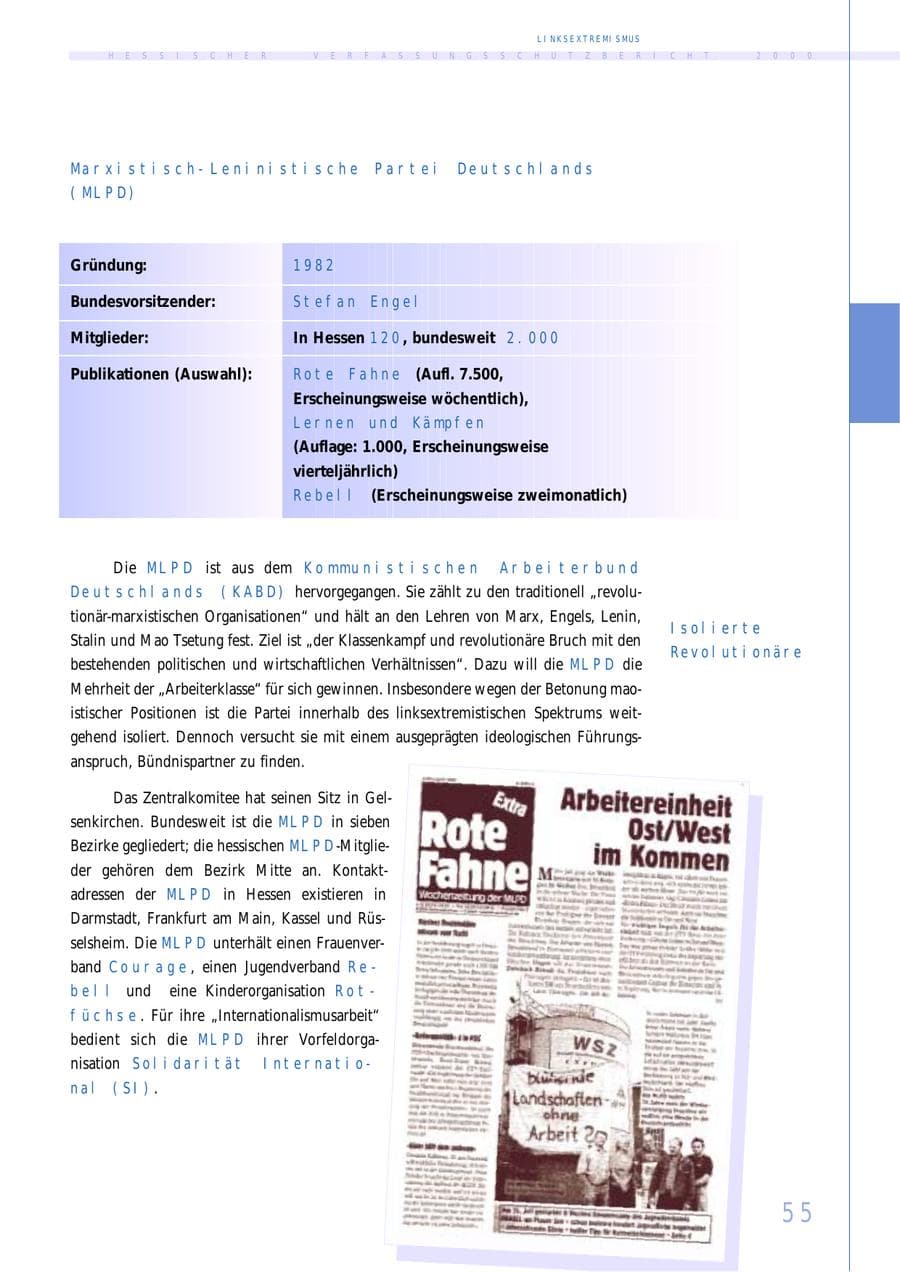 Seite 55 des Verfassungsschutzbericht 2000 Hessen