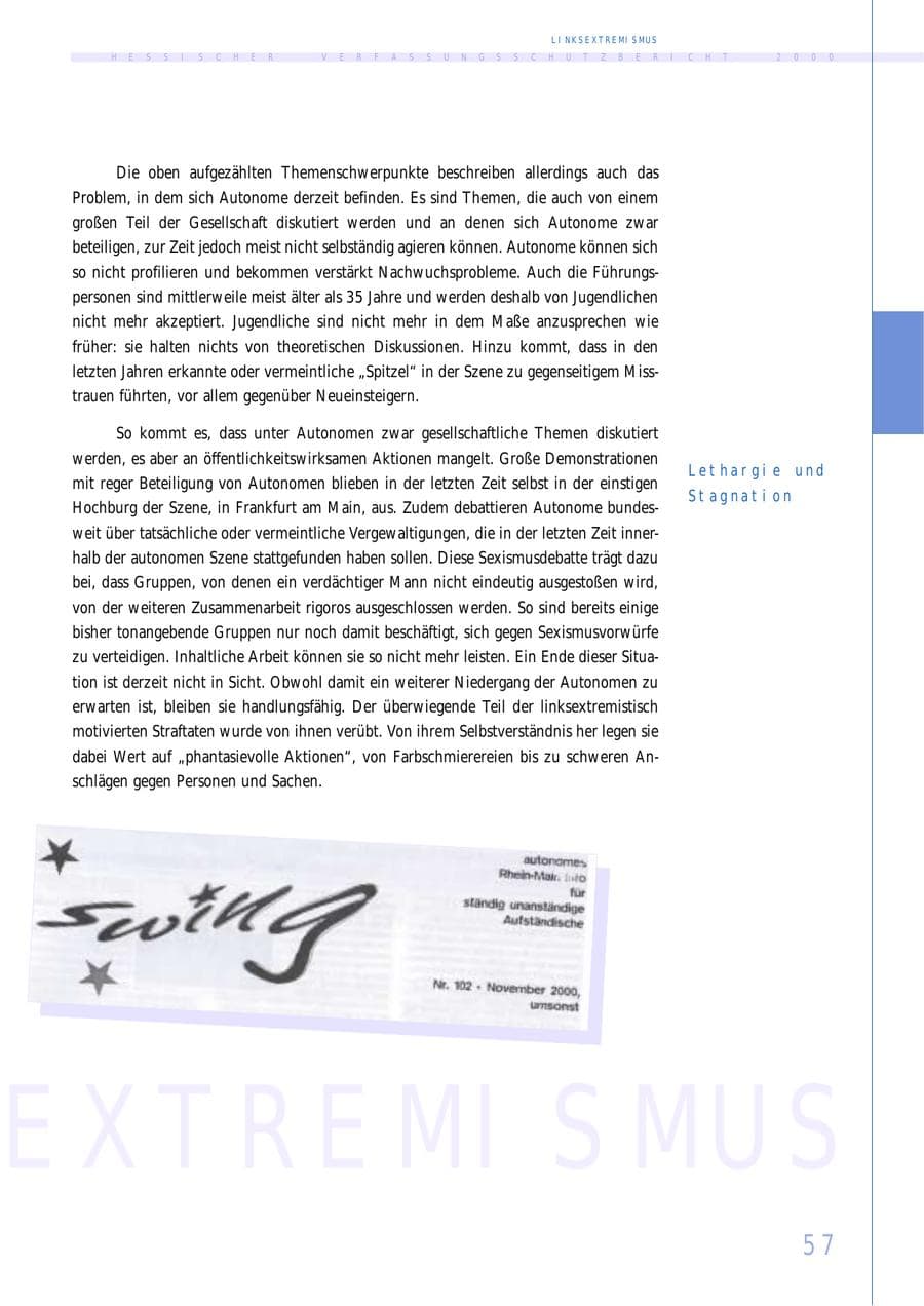 Seite 57 des Verfassungsschutzbericht 2000 Hessen