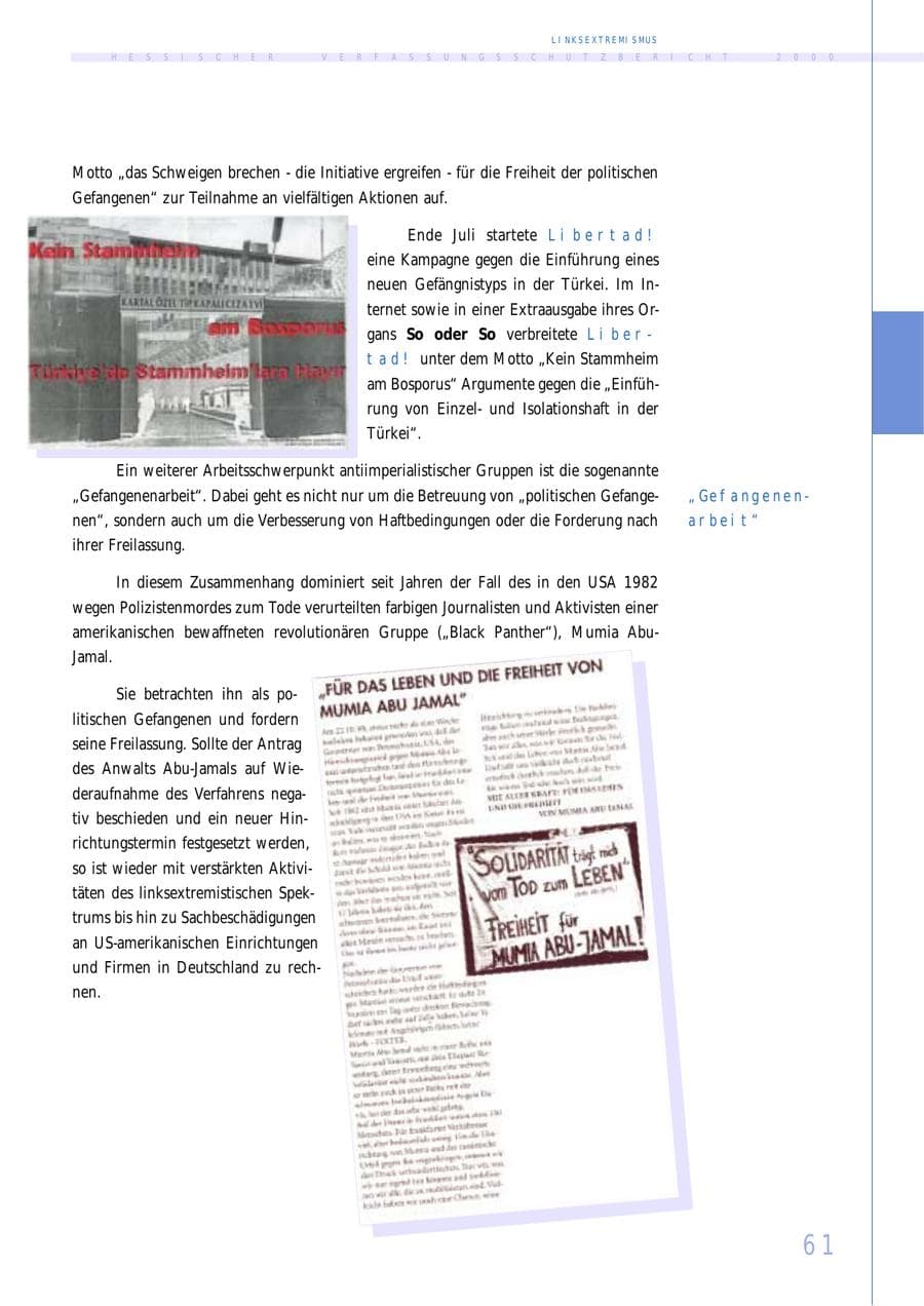 Seite 61 des Verfassungsschutzbericht 2000 Hessen