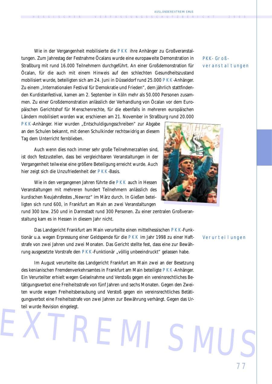 Seite 77 des Verfassungsschutzbericht 2000 Hessen