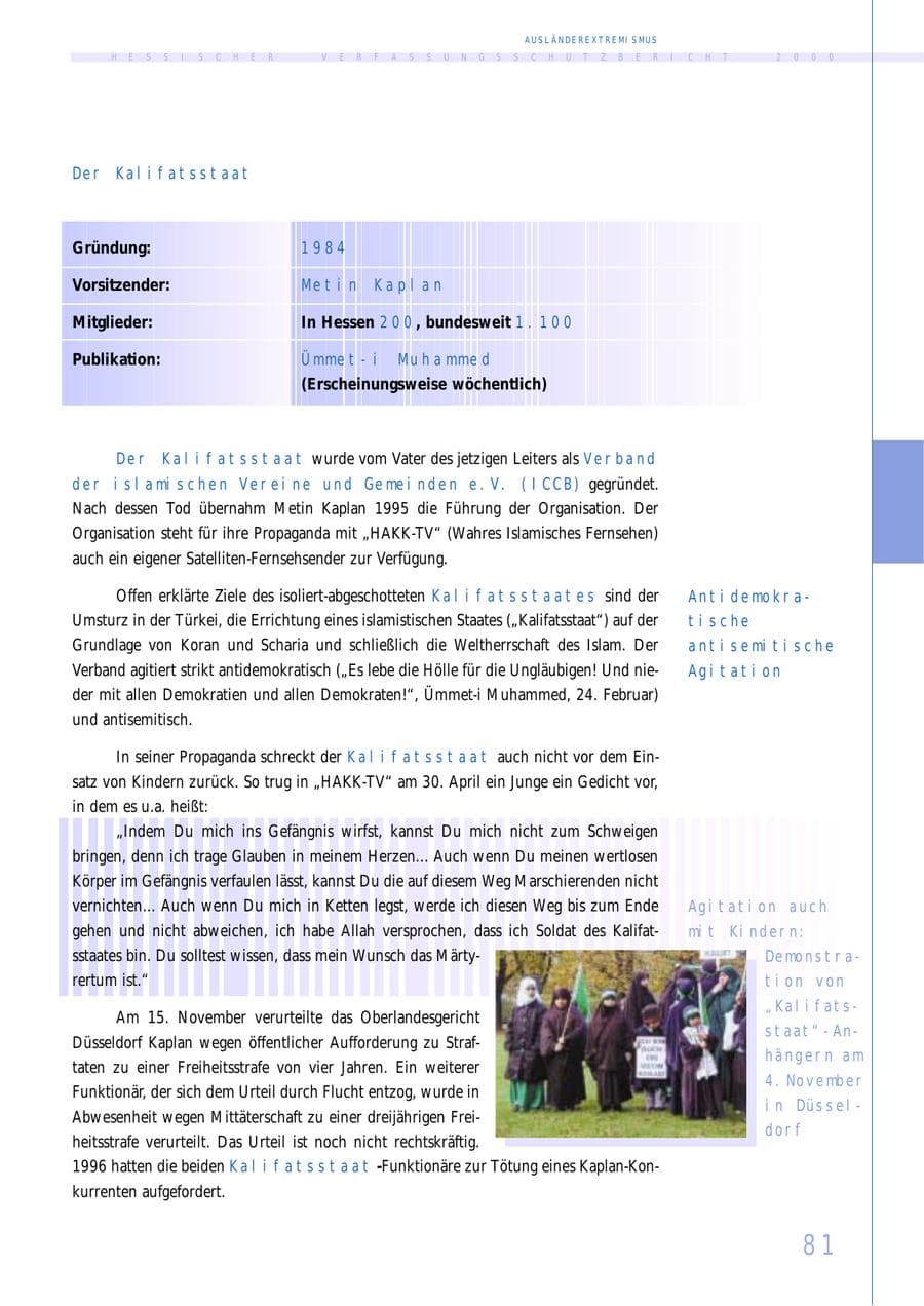 Seite 81 des Verfassungsschutzbericht 2000 Hessen