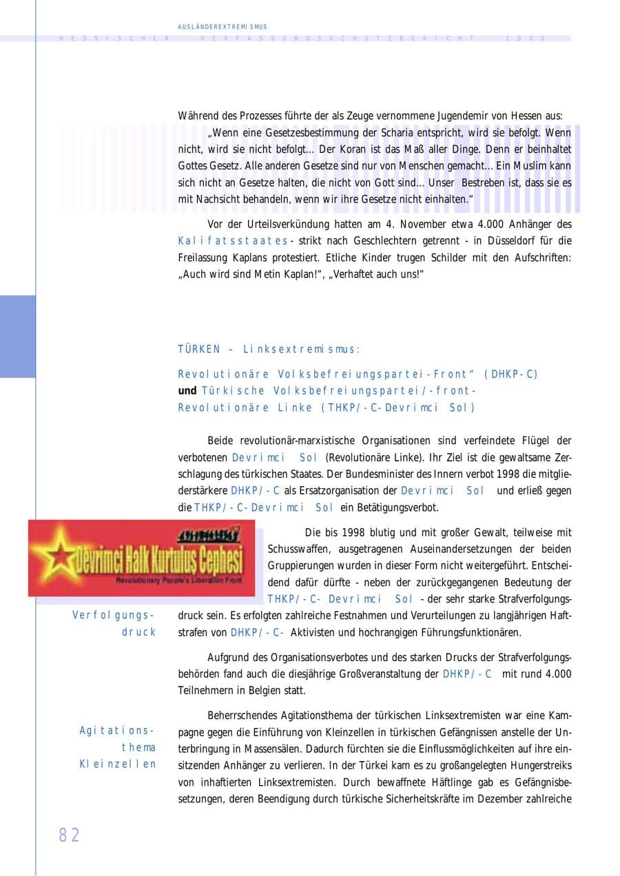 Seite 82 des Verfassungsschutzbericht 2000 Hessen