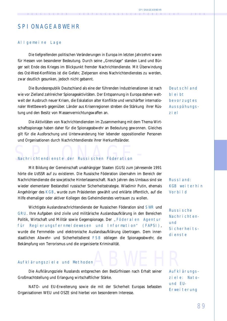 Seite 89 des Verfassungsschutzbericht 2000 Hessen