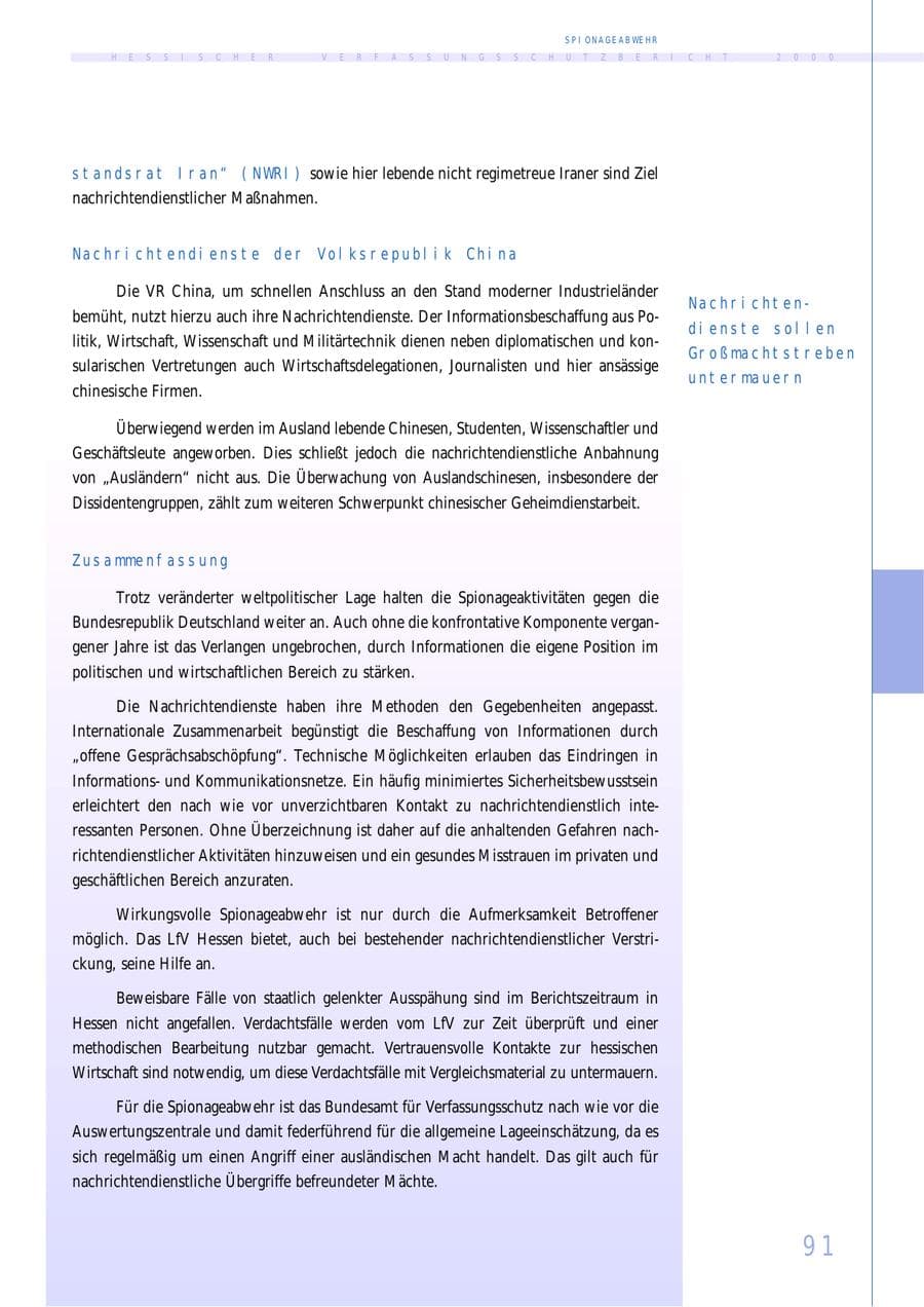 Seite 91 des Verfassungsschutzbericht 2000 Hessen