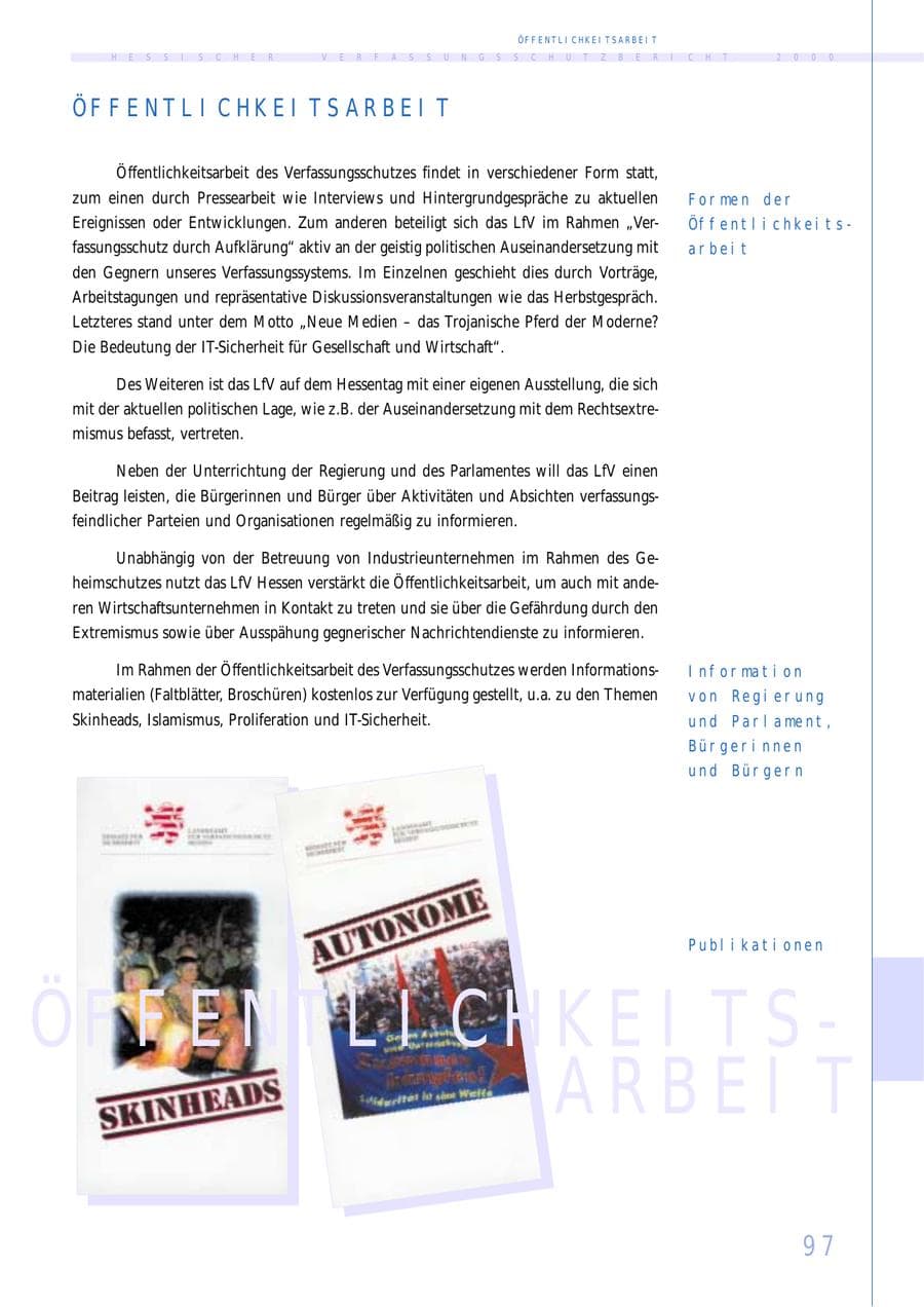 Seite 97 des Verfassungsschutzbericht 2000 Hessen