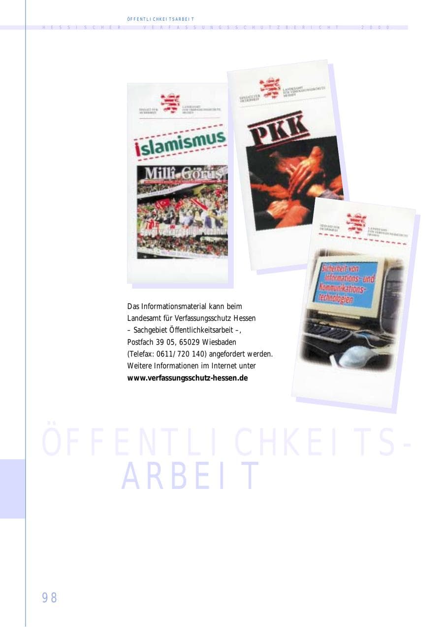 Seite 98 des Verfassungsschutzbericht 2000 Hessen