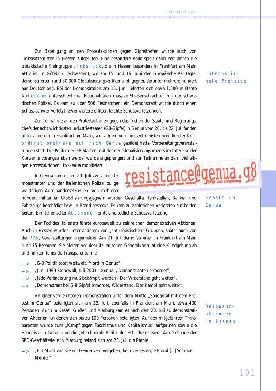 Seite 101 des Verfassungsschutzbericht 2001 Hessen