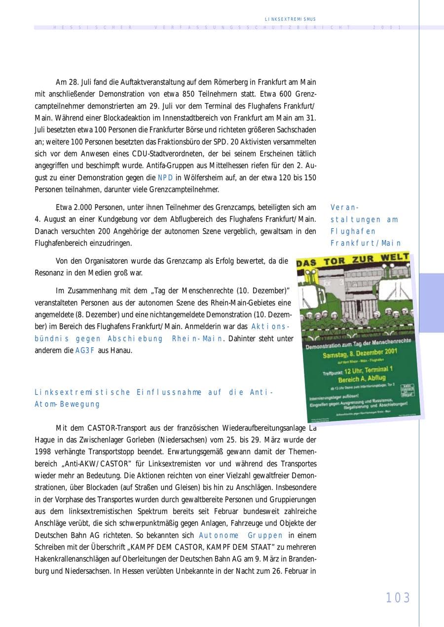 Seite 103 des Verfassungsschutzbericht 2001 Hessen