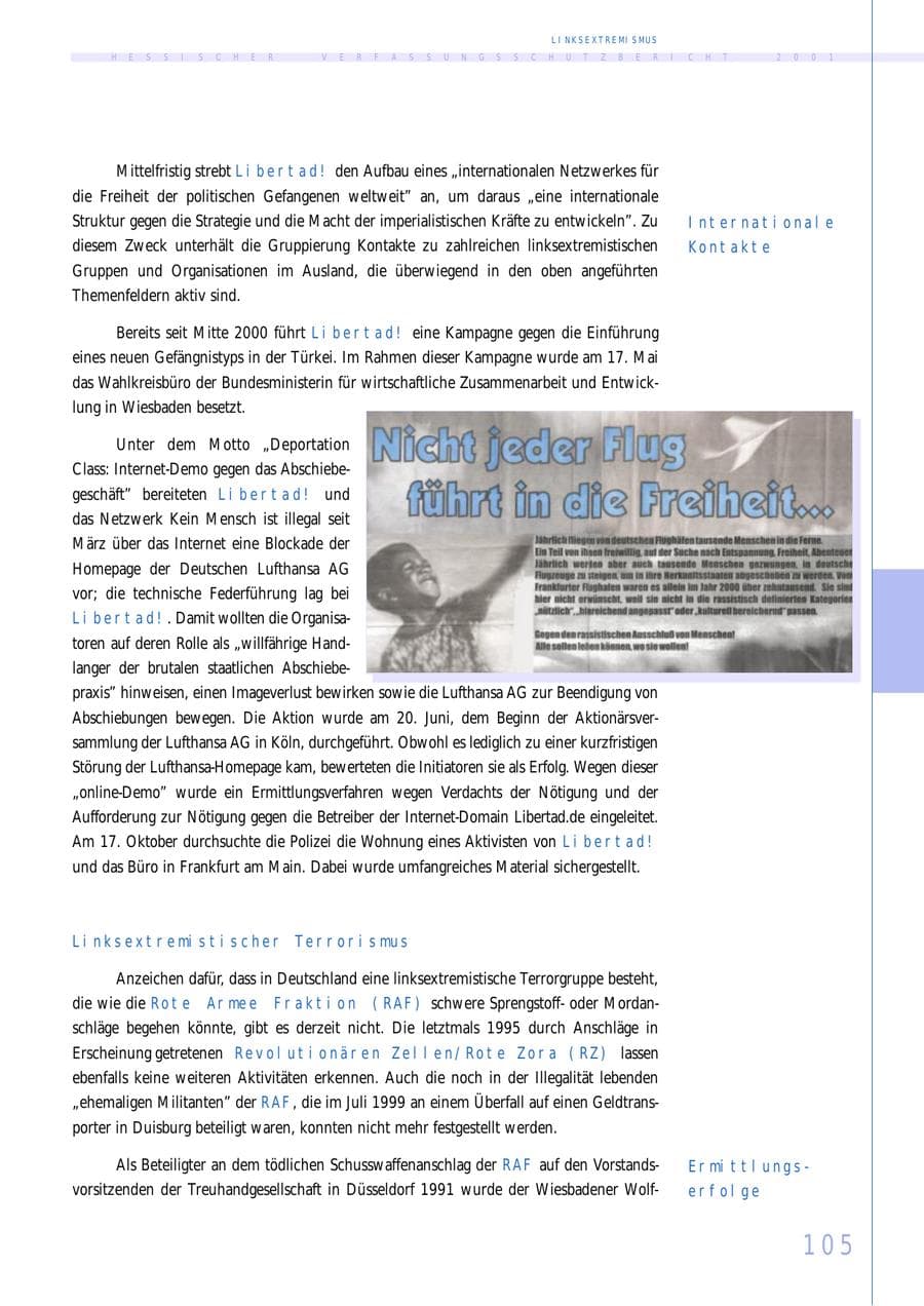 Seite 105 des Verfassungsschutzbericht 2001 Hessen