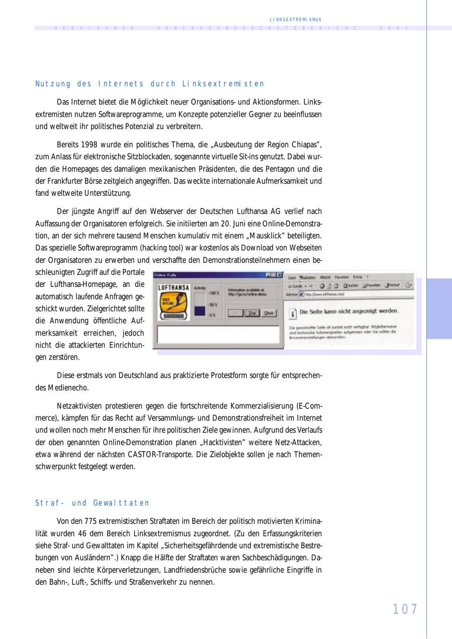 Seite 107 des Verfassungsschutzbericht 2001 Hessen