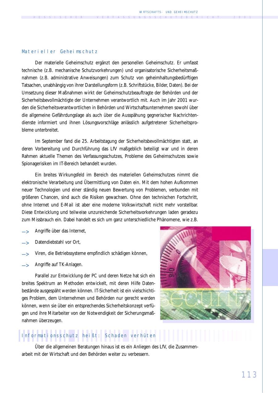Seite 113 des Verfassungsschutzbericht 2001 Hessen