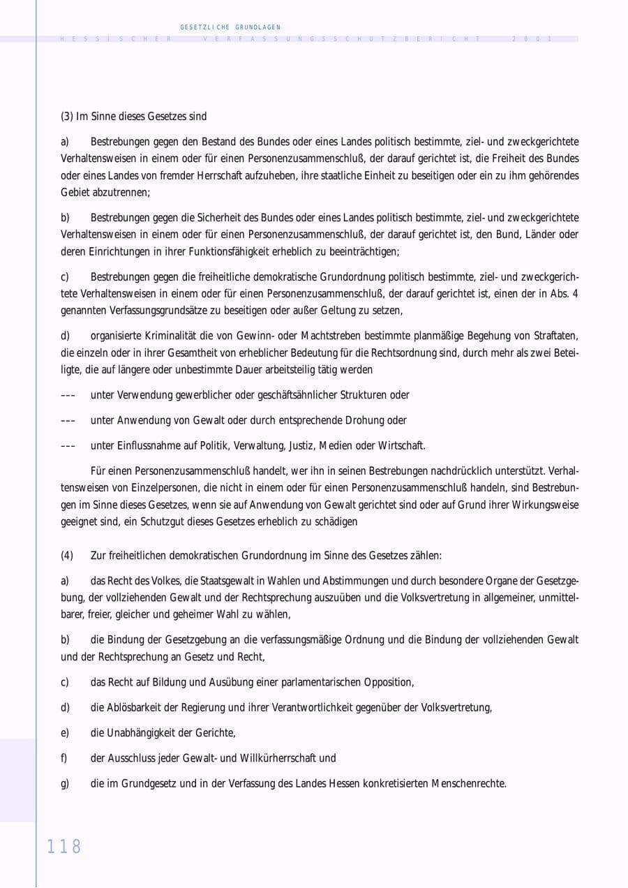 Seite 118 des Verfassungsschutzbericht 2001 Hessen