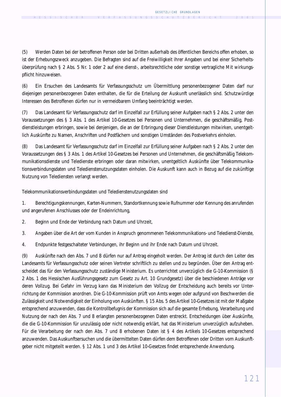Seite 121 des Verfassungsschutzbericht 2001 Hessen