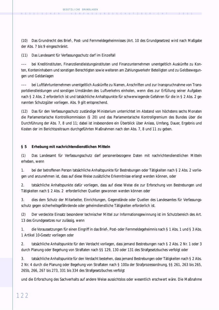 Seite 122 des Verfassungsschutzbericht 2001 Hessen