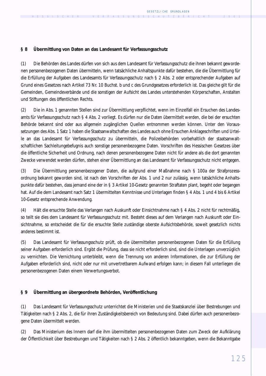 Seite 125 des Verfassungsschutzbericht 2001 Hessen