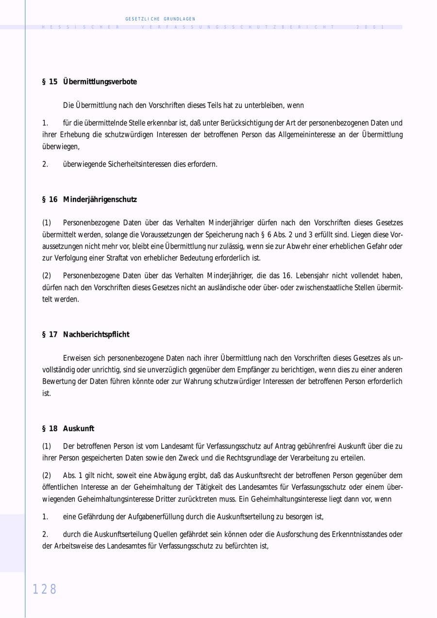 Seite 128 des Verfassungsschutzbericht 2001 Hessen