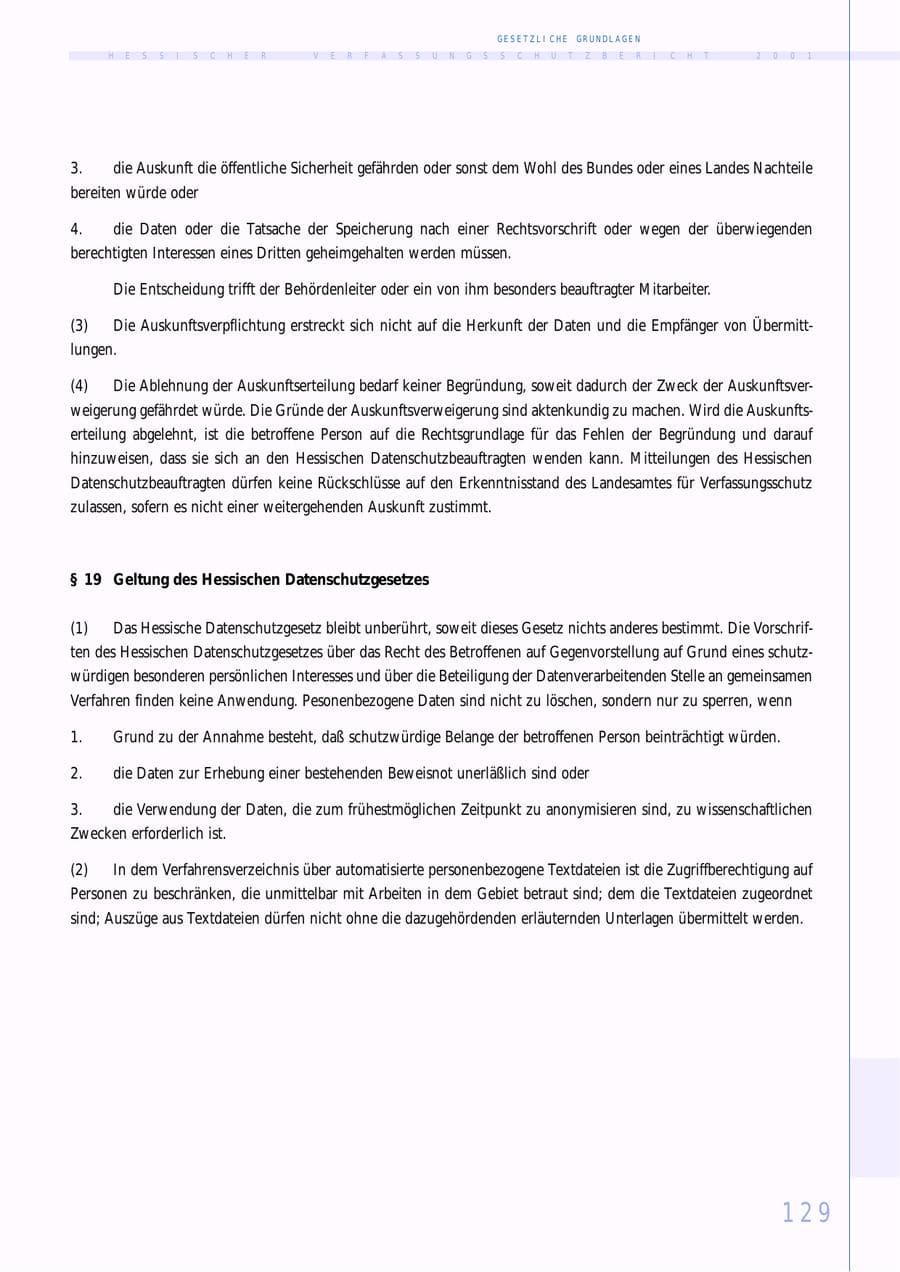 Seite 129 des Verfassungsschutzbericht 2001 Hessen