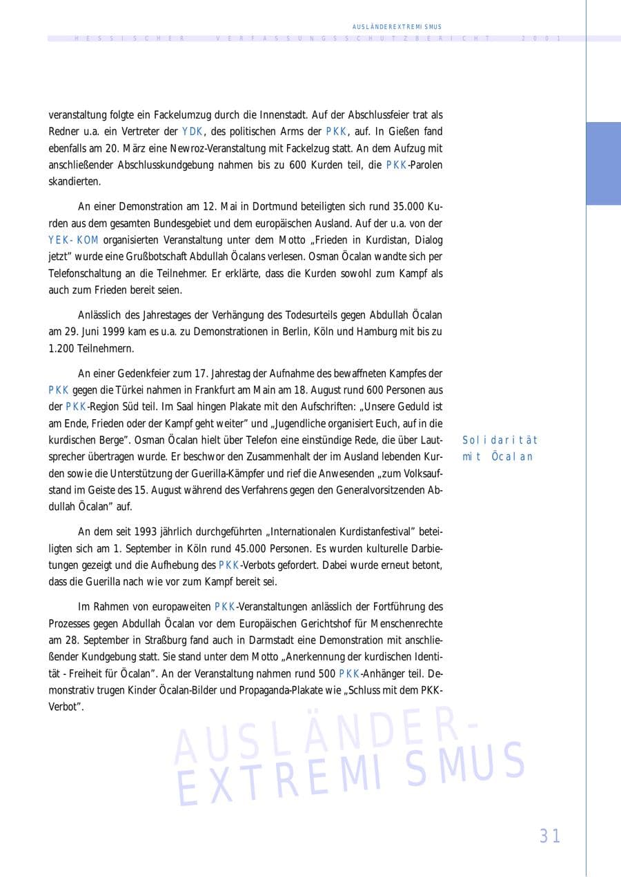 Seite 31 des Verfassungsschutzbericht 2001 Hessen