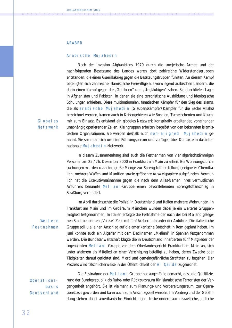 Seite 32 des Verfassungsschutzbericht 2001 Hessen