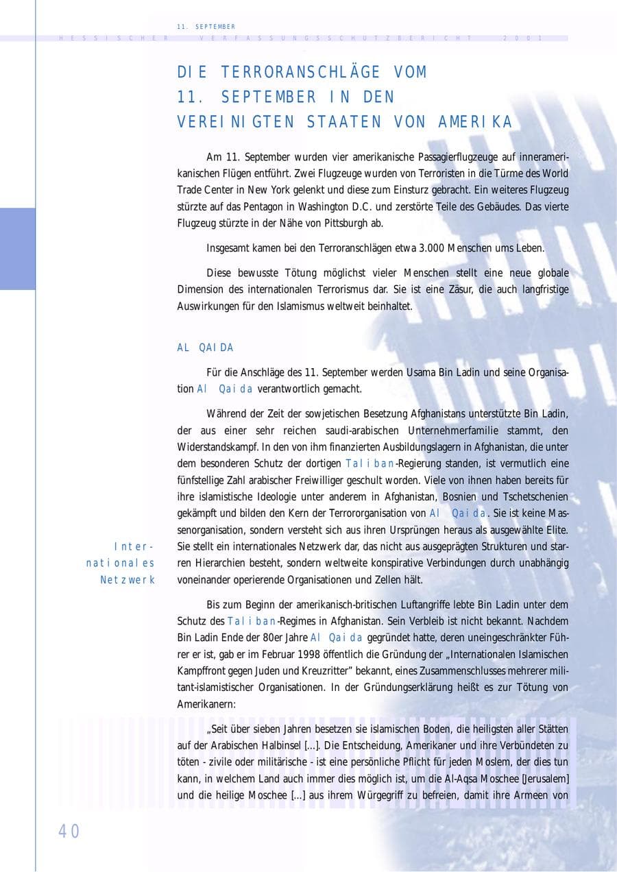 Seite 40 des Verfassungsschutzbericht 2001 Hessen